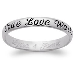 Sterling Silver True Love Waits Engraved Purity Band