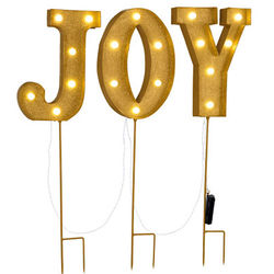 Gold Battery Operated Joy Christmas Pathway Lights