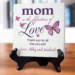 Personalized Mom is the Definition of Love Marble Plaque in White