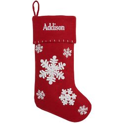 Personalized Snowflake Wishes Red Christmas Stocking