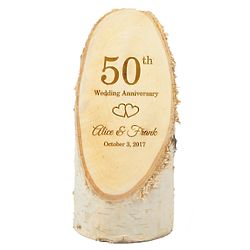 Personalized 50th Anniversary Natural Birch Wood Plaque
