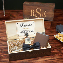 Classic Monogram Custom Groomsmen Whiskey Gift Box Set