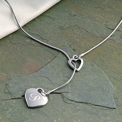 Personalized Double Heart Lariat Necklace - FindGift.com