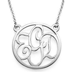 Personalized Round Monogram Necklace in Sterling Silver