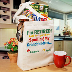 I'm Retired Spoiling My Grandkids Personalized Canvas Tote Bag