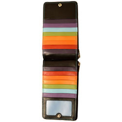 Multi Color Double Zippered Card Stacker Wallet