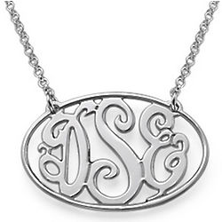 Personalized Oval Monogram Necklace in Sterling Silver