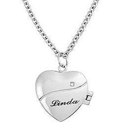Personalized Heart Locket and Diamond Necklace