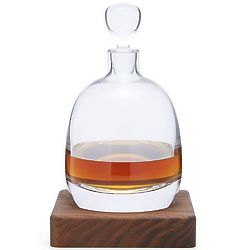 Whiskey Warming Decanter with Wood Base