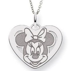 Sterling Silver Minnie Mouse Heart Charm Pendant