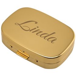 Personalized Gold Rectangle Pill Box
