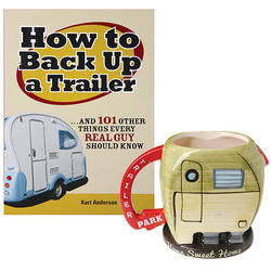 How To Back Up a Trailer Book with Green Trailer Cofee Mug