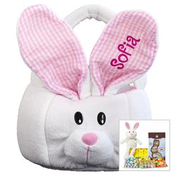 Eggceptional Gift Bundle in Large Pink Personalized Bunny Basket