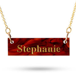 Acrylic Name Bar with Gold Tone Chain Necklace