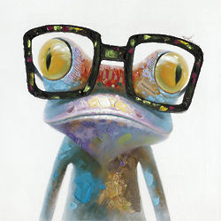 Smart Frog Oil Painting on Canvas