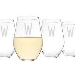 4 Personalized Contemporary Stemless Wine Glasses