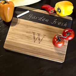 Personalized Modern Natural Bamboo and Slate Cheese Board