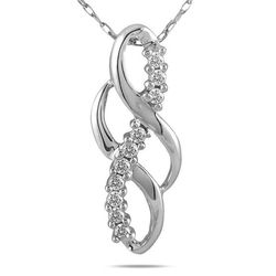 Stunning Diamond Twist Pendant in 10 Karat White Gold