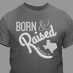 Personalized Born and Raised Home State T-Shirt
