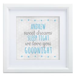 Personalized Sweet Dreams Framed Art Print in Blue