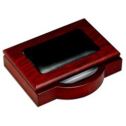 Walnut Wood and Leather Memo Holder