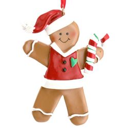 Personalized Gingerbread Boy Resin Christmas Ornament