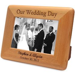 Personalized Red Alder Our Wedding Day Picture Frame
