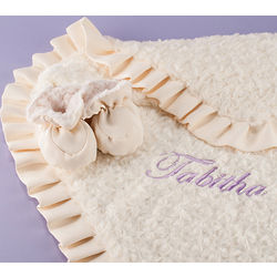 Luxe Cream Baby Blanket with Matching Booties