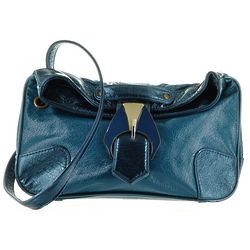 Blue Polyurethane Handbag Purse