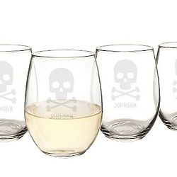 Skull & Crossbones Personalized Wine Glasses
