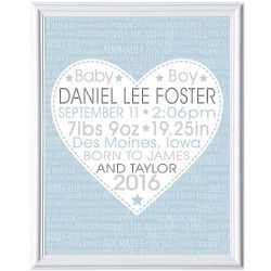 Personalized 'You Stole Our Hearts' Blue Birth Announcement Print