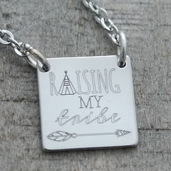 Raising My Tribe Personalized Bar Necklace
