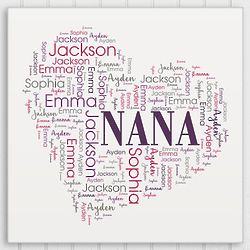 Personalized Word-Art Heart Canvas Wall Print