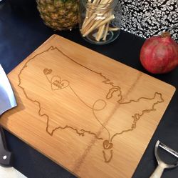 United States Map Love Trail Personalized Cutting Board