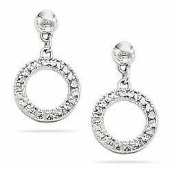 Royal Pave Circle Earrings in 14K White Gold