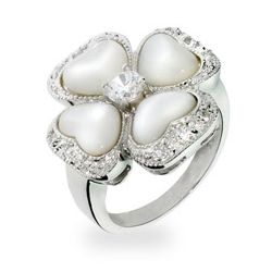 Addison's Mother of Pearl and CZ Flower Ring