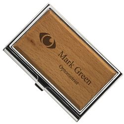 Optometrist's Personalized Wood Business Card Holder