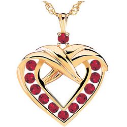 A Dozen Rubies Heart Necklace