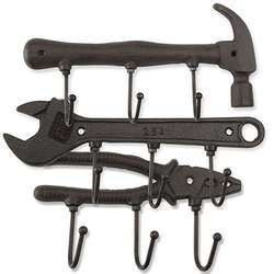 Cast Iron Pliers, Hammer and Wrench Wall Hooks