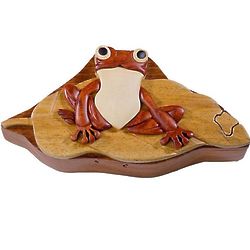 Frog On Lily Pad Secret Wooden Puzzle Box