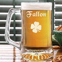 Personalized Four Leaf Clover Irish Beer Mug