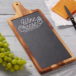 Wine and Cheese Board Personalized Slate and Wood Paddle
