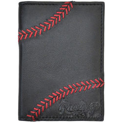 Baseball Stitch Black Leather Front Pocket Wallet
