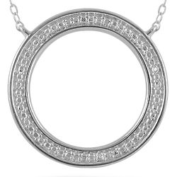 Sparkling White Diamond Circle Pendant in Sterling Silver