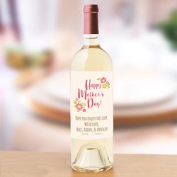 Personalized Mother's Day Floral Wine Label