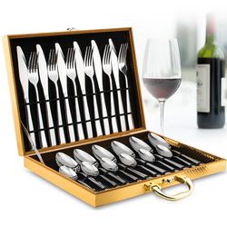 Lekoton Stainless Steel Flatware Set for 6 in Storage Case