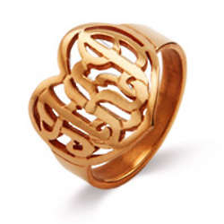 Rose Gold Vermeil Custom Monogram Heart Ring