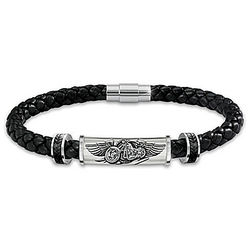 Men's Ride the Wind Motorcycle Braided Leather Bracelet
