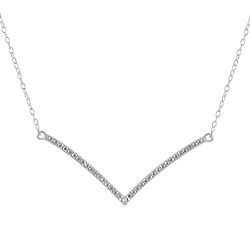 Diamond V Bar Pendant in Sterling Silver