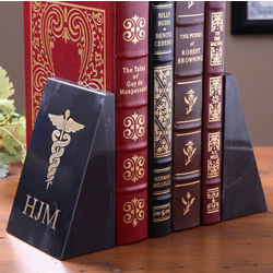 Caduceus Medical Marble Bookends